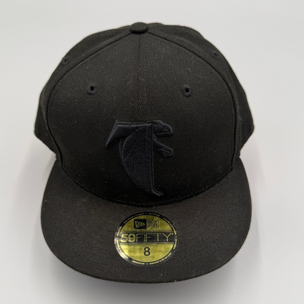 Atlanta Falcons New Era 59Fifty Black On Black Retro Fitted NFL Hat Cap 8